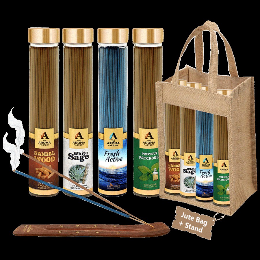 The Aroma Factory Incense Sticks/Agarbatti - With Jute Bag & Stand