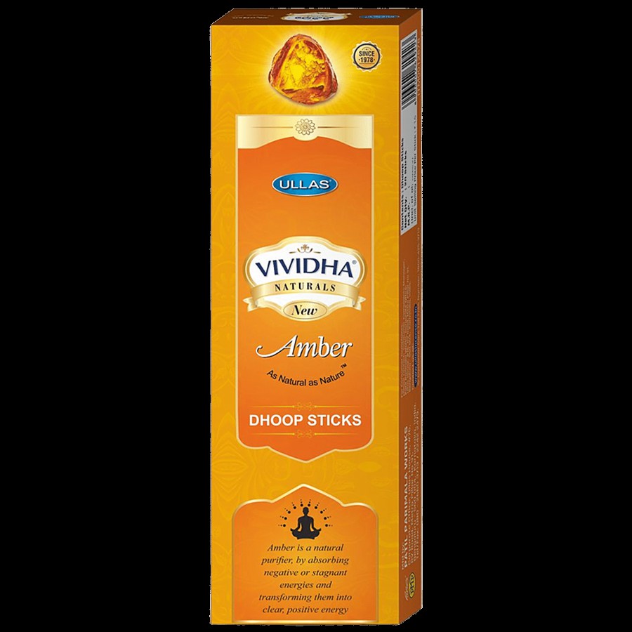 Ullas Vividha Naturals Amber Dhoop Sticks - Exotic Fragrance