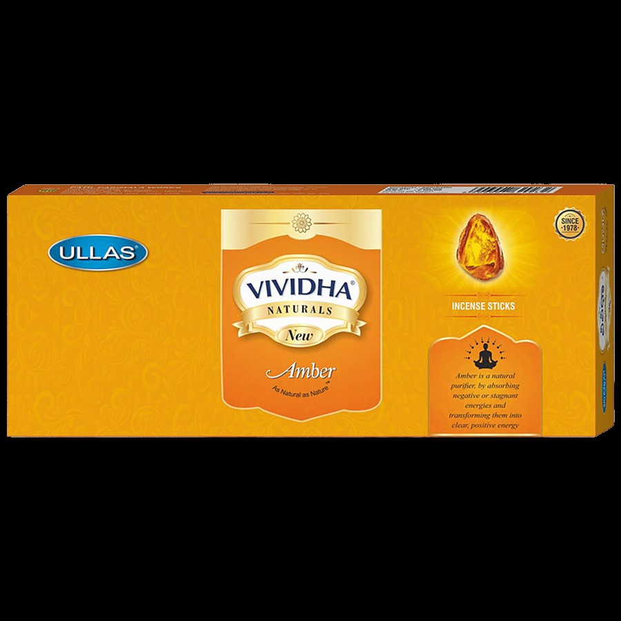 Ullas Vividha Naturals Amber Incense Sticks - Exotic Fragrance