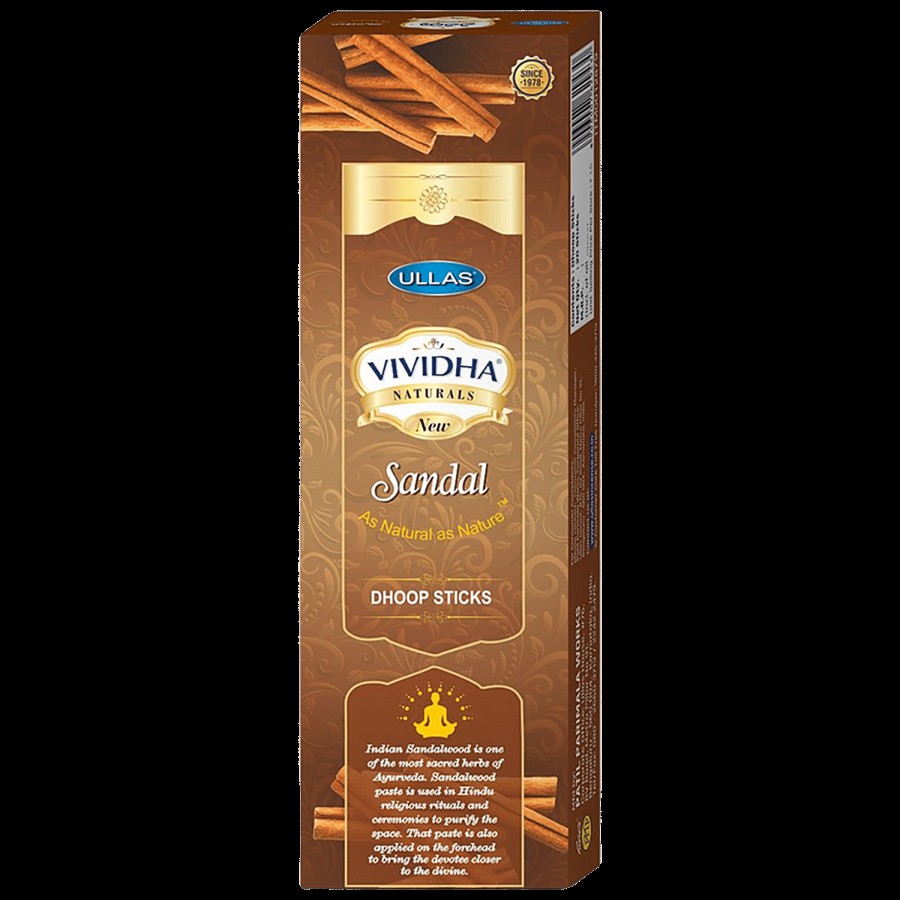 Ullas Vividha Naturals Sandal Dhoop Sticks - Exotic Fragrance