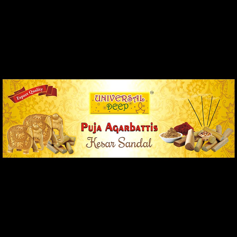 Universal Deep Puja Agarbattis/Incense Sticks - Kesar Sandal