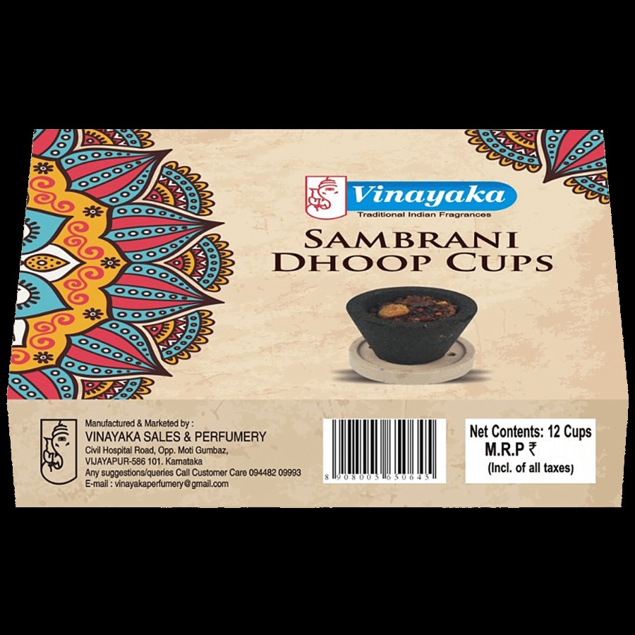 Vinayaka's Sambrani Dhoop Cups - Soothing & Long-Lasting Aroma