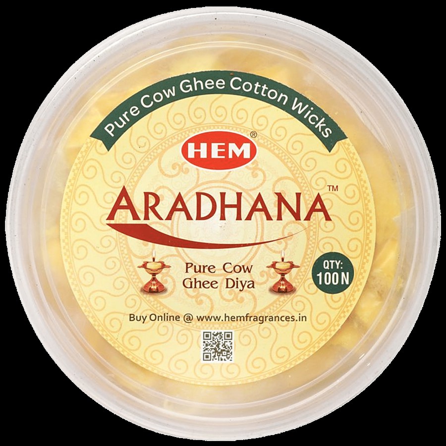 Hem Aradhana Pure Cow Ghee Cotton Wicks/Diya - Perfect For Daily Puja