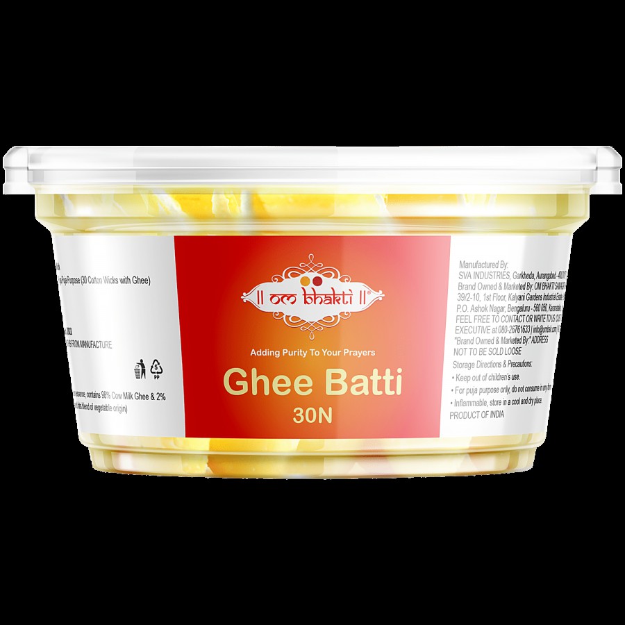 Om Bhakti Ghee Batti (Ready To Light Diya) - Small