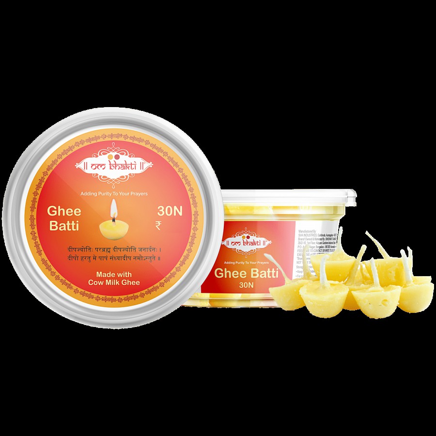 Om Bhakti Ghee Batti (Ready To Light Diya) - Small