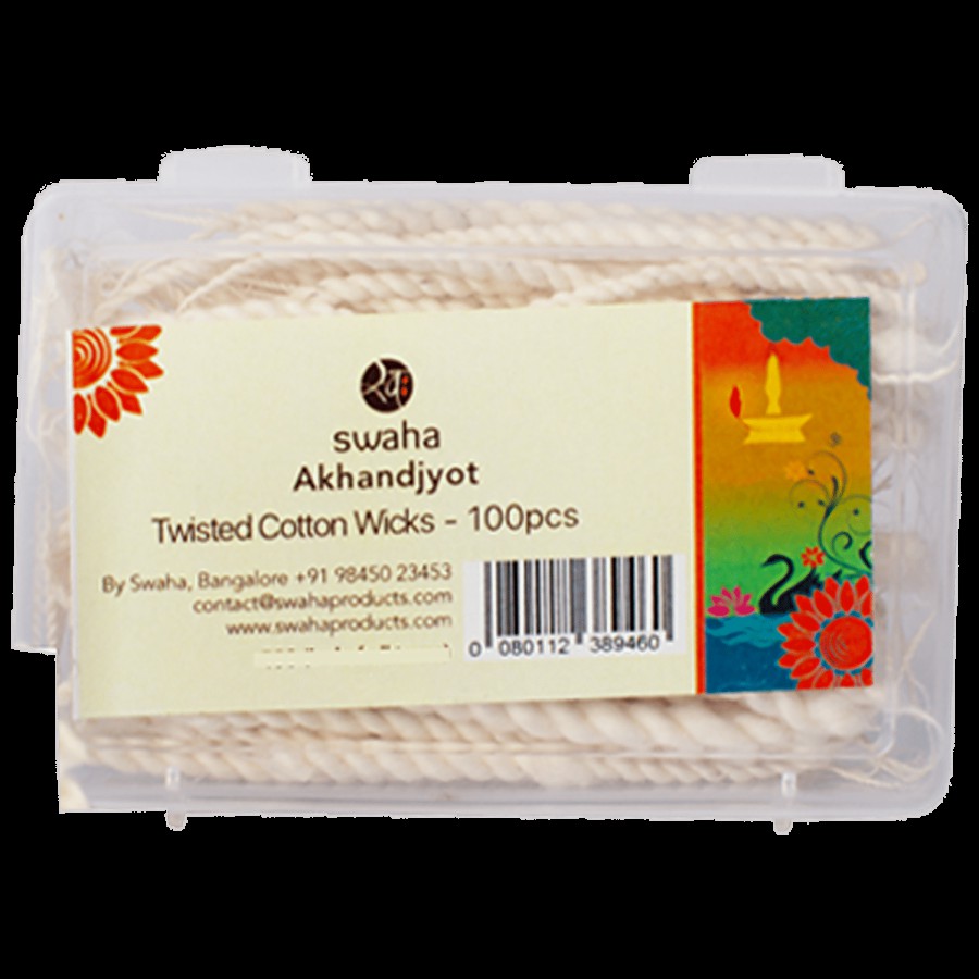 Swaha Akhand Jyot Twisted Cotton Wicks - Made up Of Soft