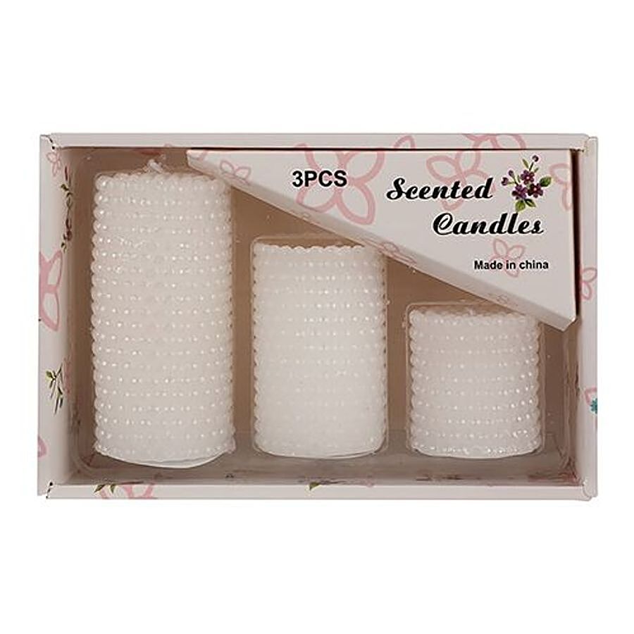 DP Decorative Scented Candles - White Beaded