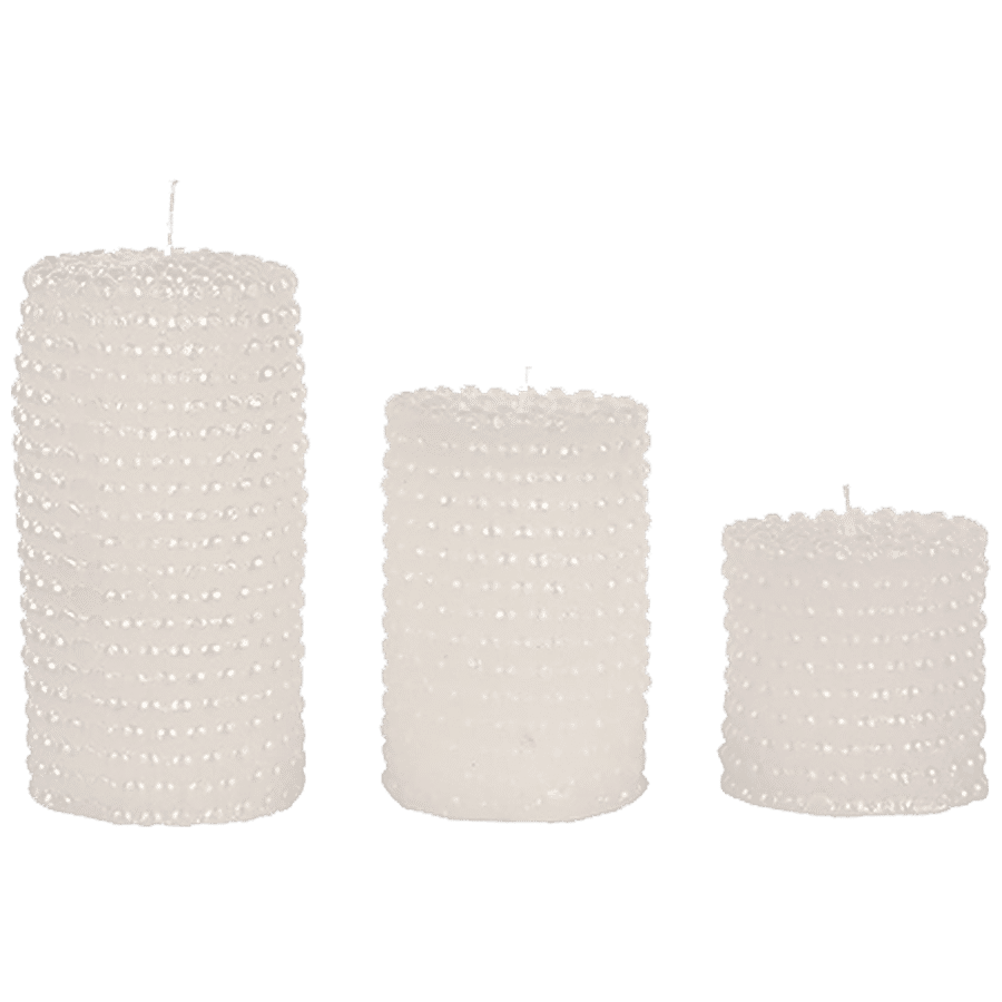 DP Decorative Scented Candles - White Beaded