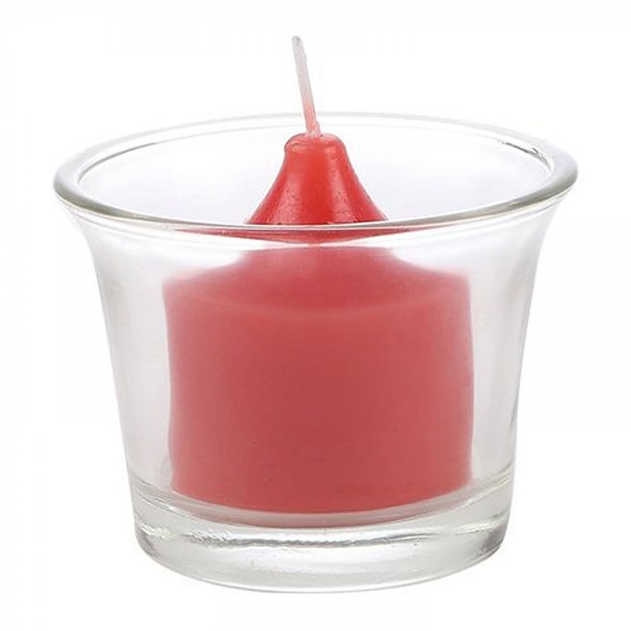 DP Decorative Wax Scented Candles & Holder - Red