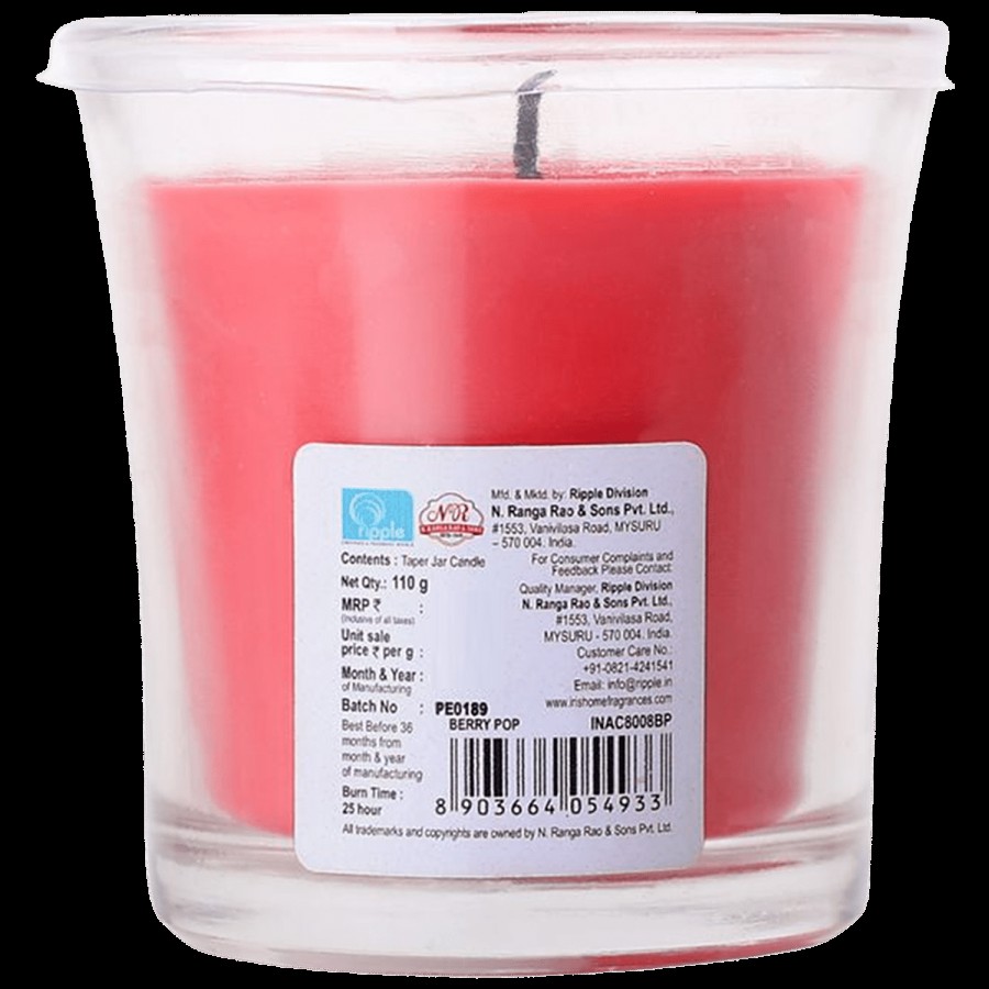 Iris Taper Jar Candle with Berry Pop fragrance