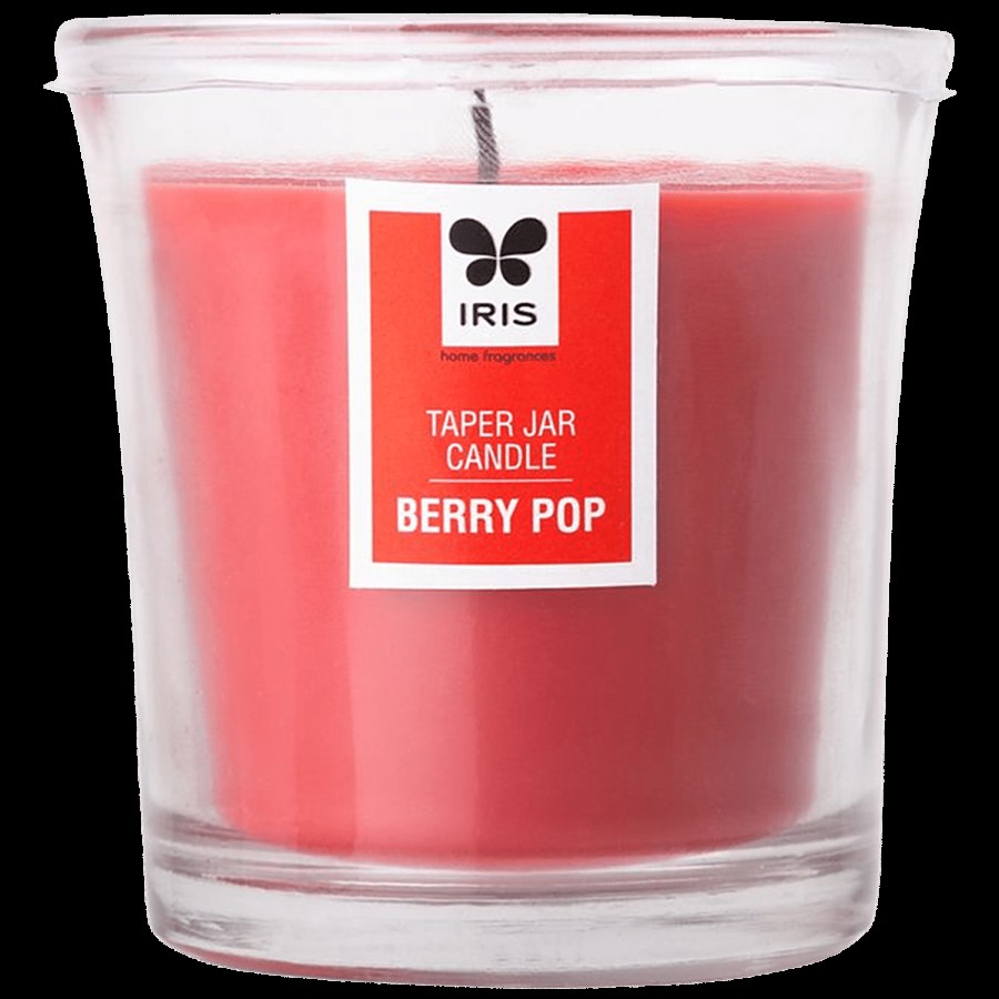 Iris Taper Jar Candle with Berry Pop fragrance