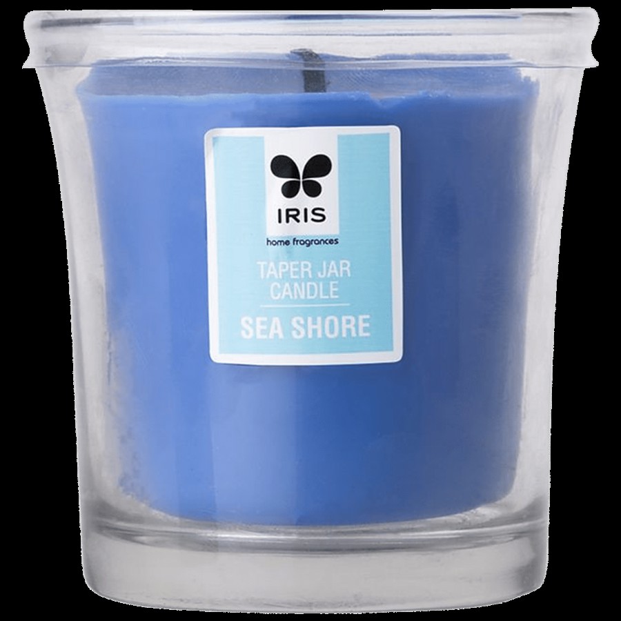 Iris Taper Jar Candle with Sea Shore fragrance