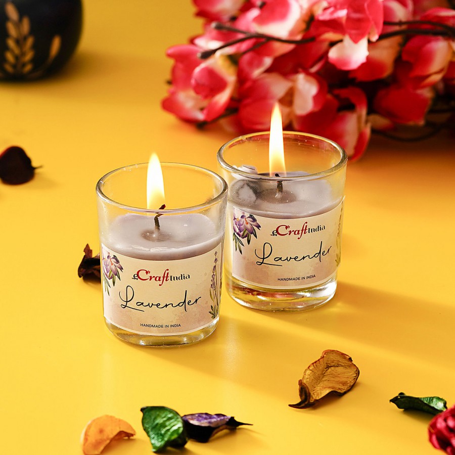 eCraftIndia Glass Wax Candle - Lavender Flavour Scent