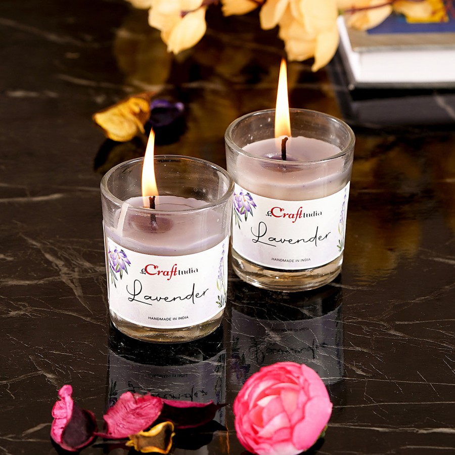 eCraftIndia Glass Wax Candle - Lavender Flavour Scent