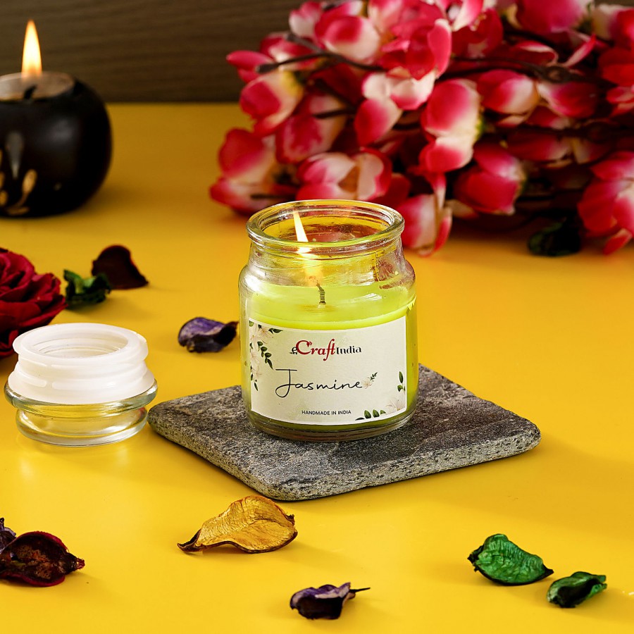 eCraftIndia Jar Wax Candle - With Jasmine Scent