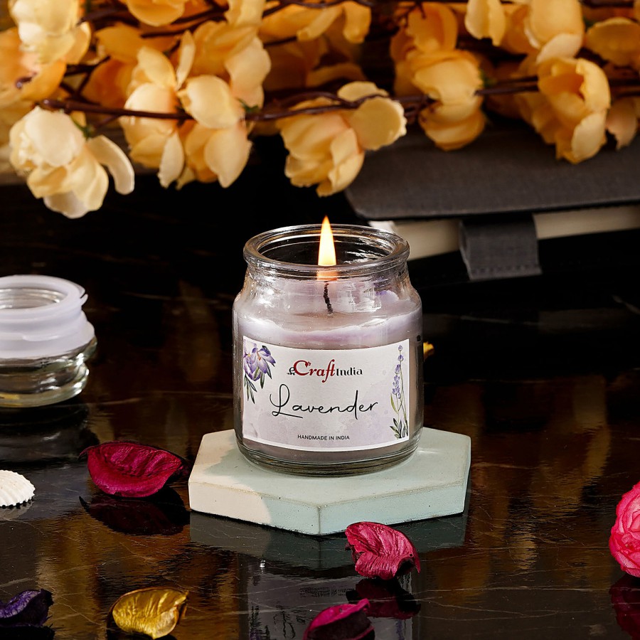 eCraftIndia Lavender Scented Jar Candle