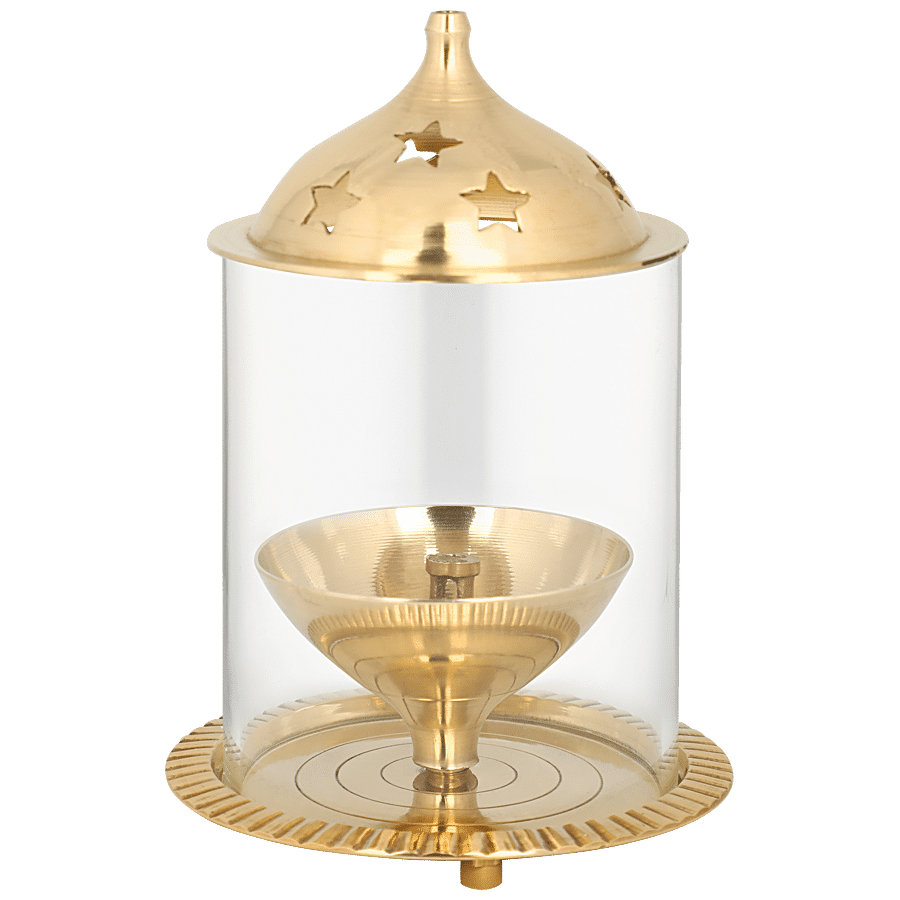 Frestol Udipi Diya with Imported Glass - Brass