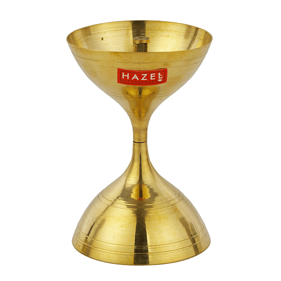 HAZEL Nanda Deep Brass Diya Oil Lamp Puja S11 - Golden