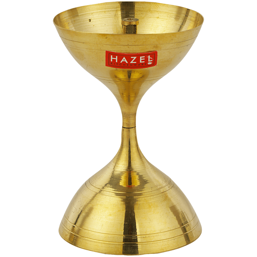 HAZEL Nanda Deep Brass Diya Oil Lamp Puja S7 - Golden