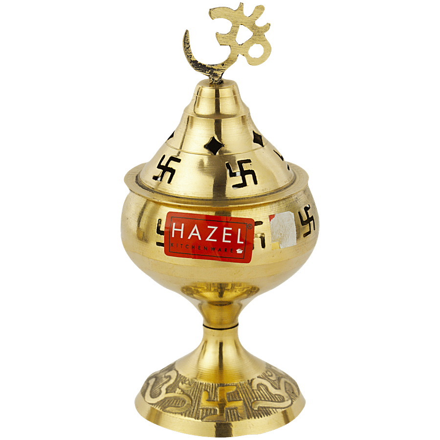 HAZEL Puja Handi Brass Diya Oil Lamp Small S1 - Golden