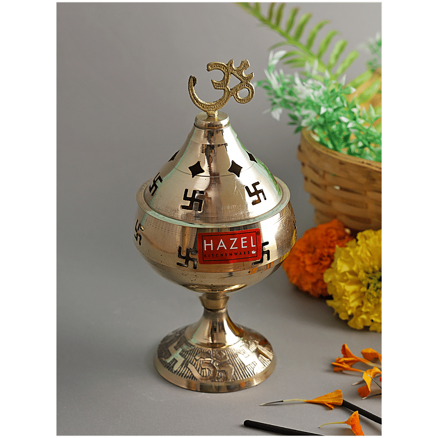 HAZEL Puja Handi Brass Diya Oil Lamp Small S1 - Golden