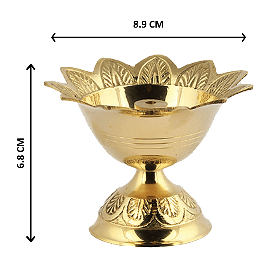 Shubhkart Nitya Diya/ Golden Brass Deep - Daily Prayer Essential