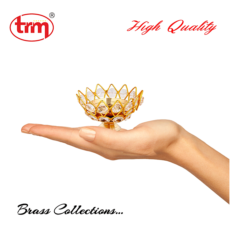 Trm Crystal Bowl Pooja Diya/Oil Lamp - Medium