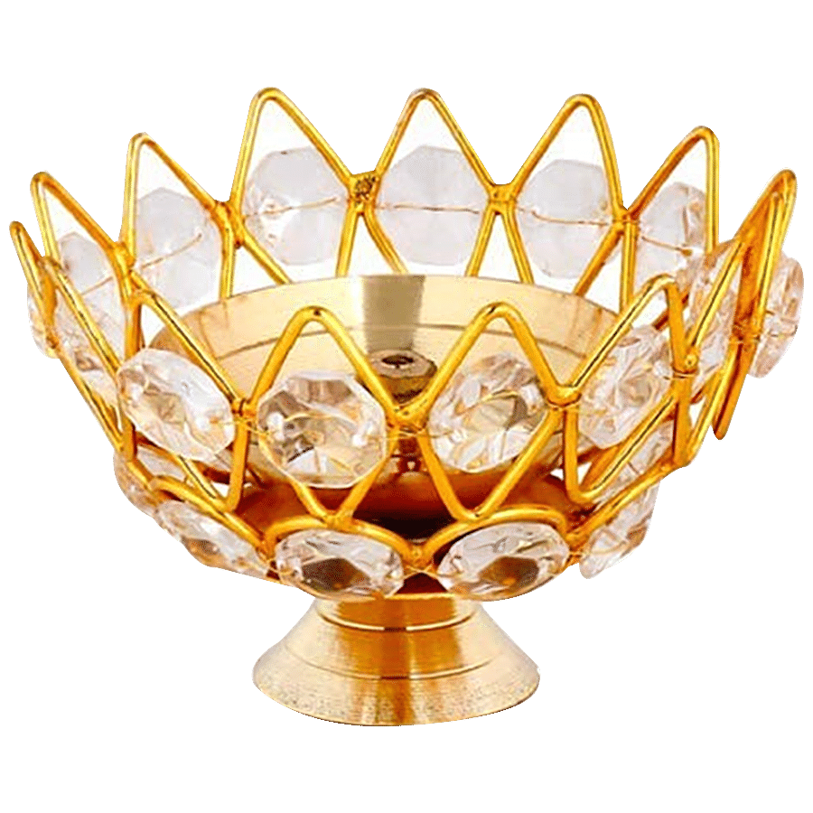 Trm Crystal Bowl Pooja Diya/Oil Lamp - Medium