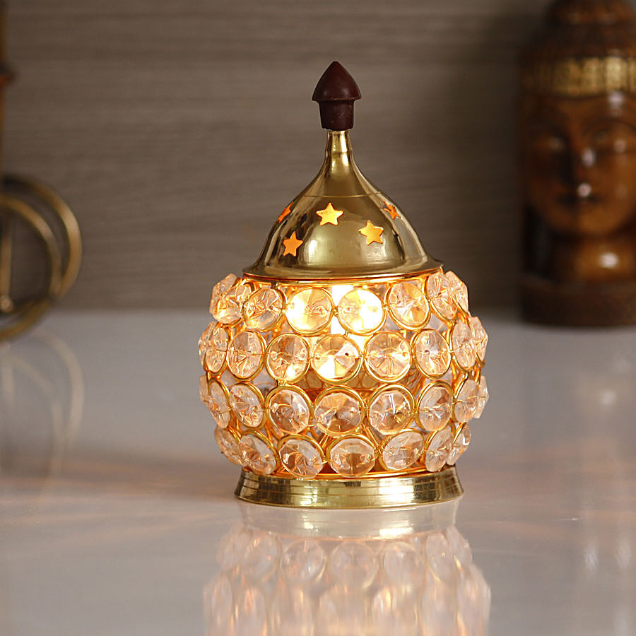 eCraftIndia Crystal & Brass Akhand Diya