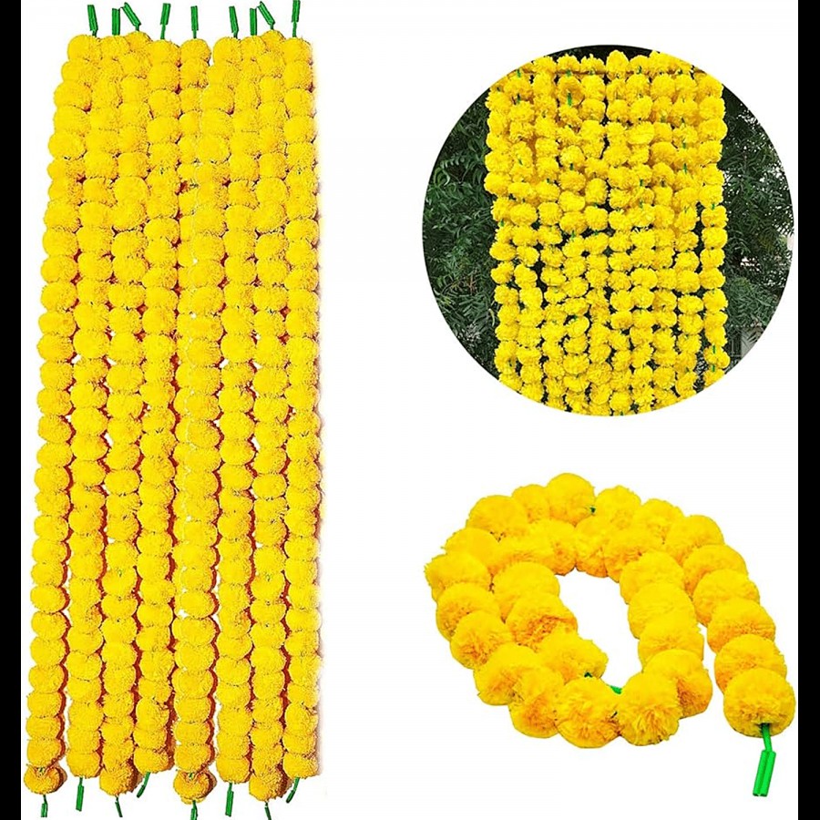 Divine Art Artificial Dark Yellow Marigold Flower Garlands