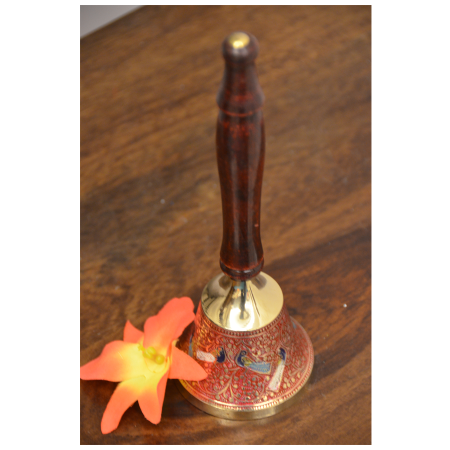 Frestol Mandir Bell With Wooden Stand - Red