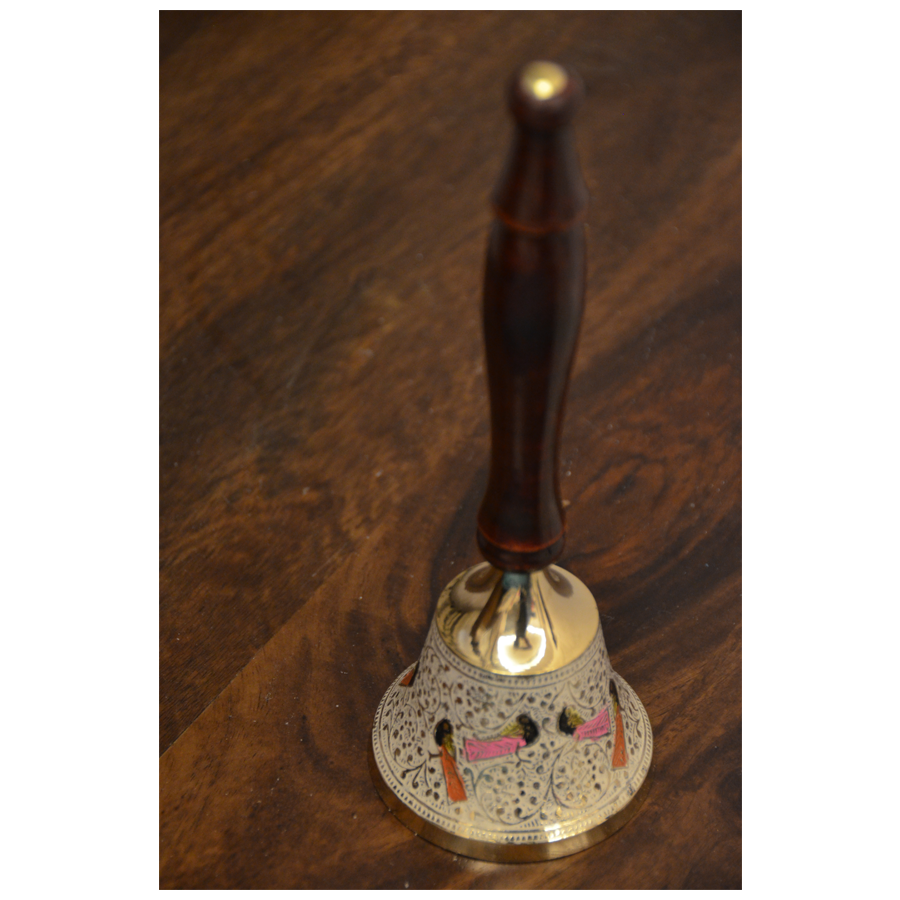 Frestol Mandir Bell With Wooden Stand - White