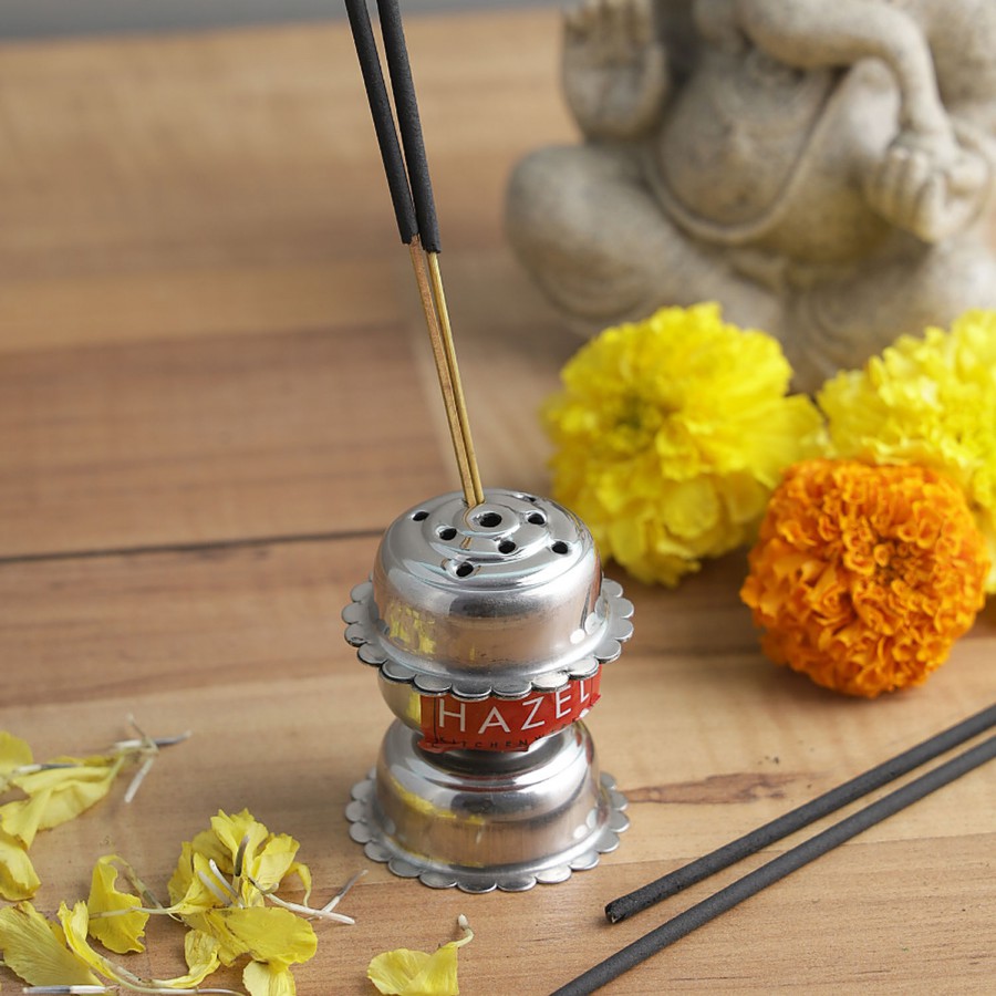 Hazel Stainless Steel Agarbati Holder Agardan Big Incense Stick Holder For Religious Purpose