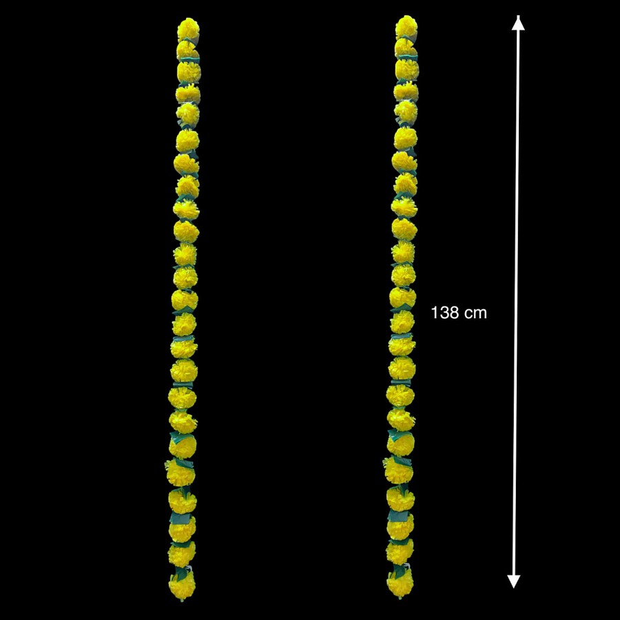 House of Festivals Toran/Mala/Bandhanwar/Bandarwal Marigold - Lemon Yellow Flowers & Green Leaves