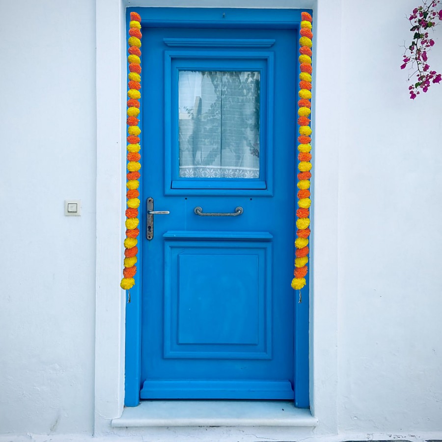 House of Festivals Toran/Mala/Bandhanwar/Bandarwal Marigold - Orange & Lemon Yellow Flowers