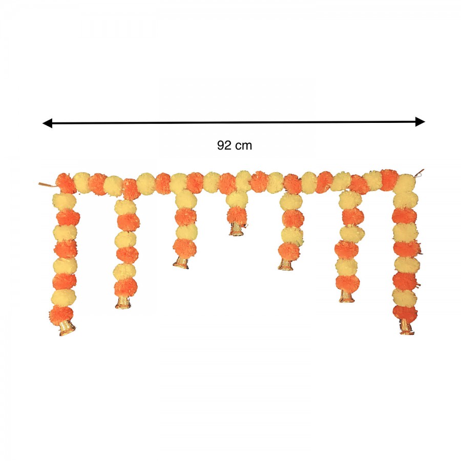 House of Festivals Toran/Mala/Bandhanwar Marigold - Red & Lemon Yellow Flowers