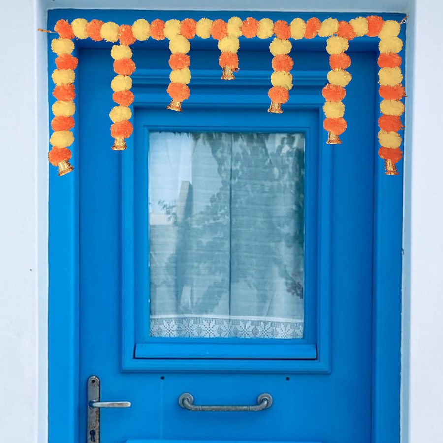 House of Festivals Toran/Mala/Bandhanwar Marigold - Red & Lemon Yellow Flowers