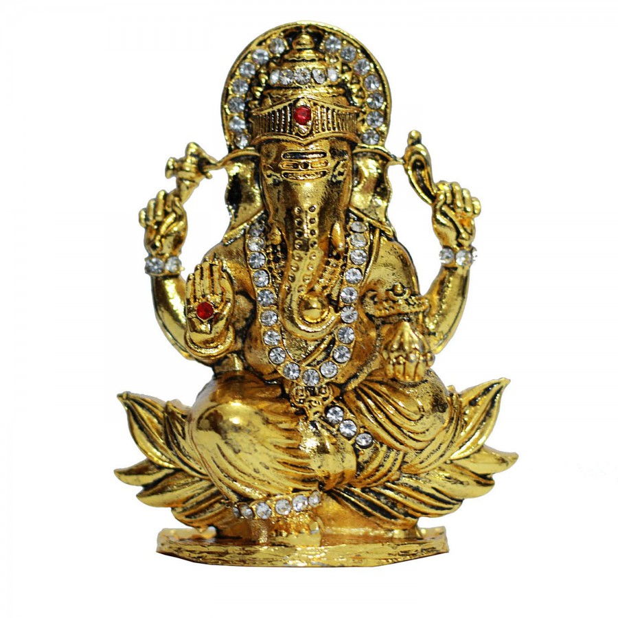 Klassic Golden Finish Ganesha Idol - Brass