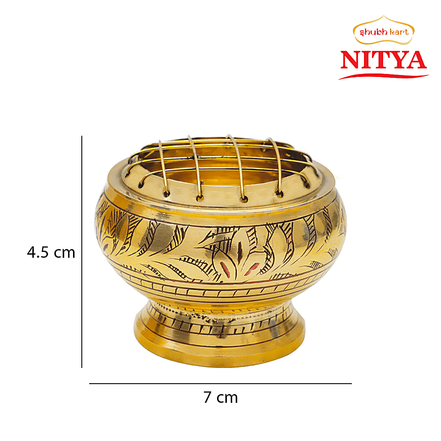 Shubhkart Nitya Brass Dhoop Burner/Incense Holder - Puja Essential