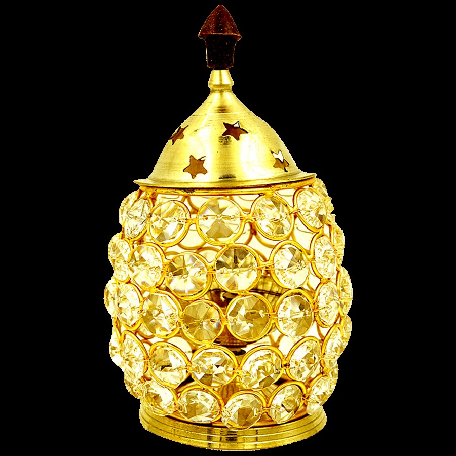 Shubhkart Nitya Brass Akhand Brahmand Crystal Diya - Large