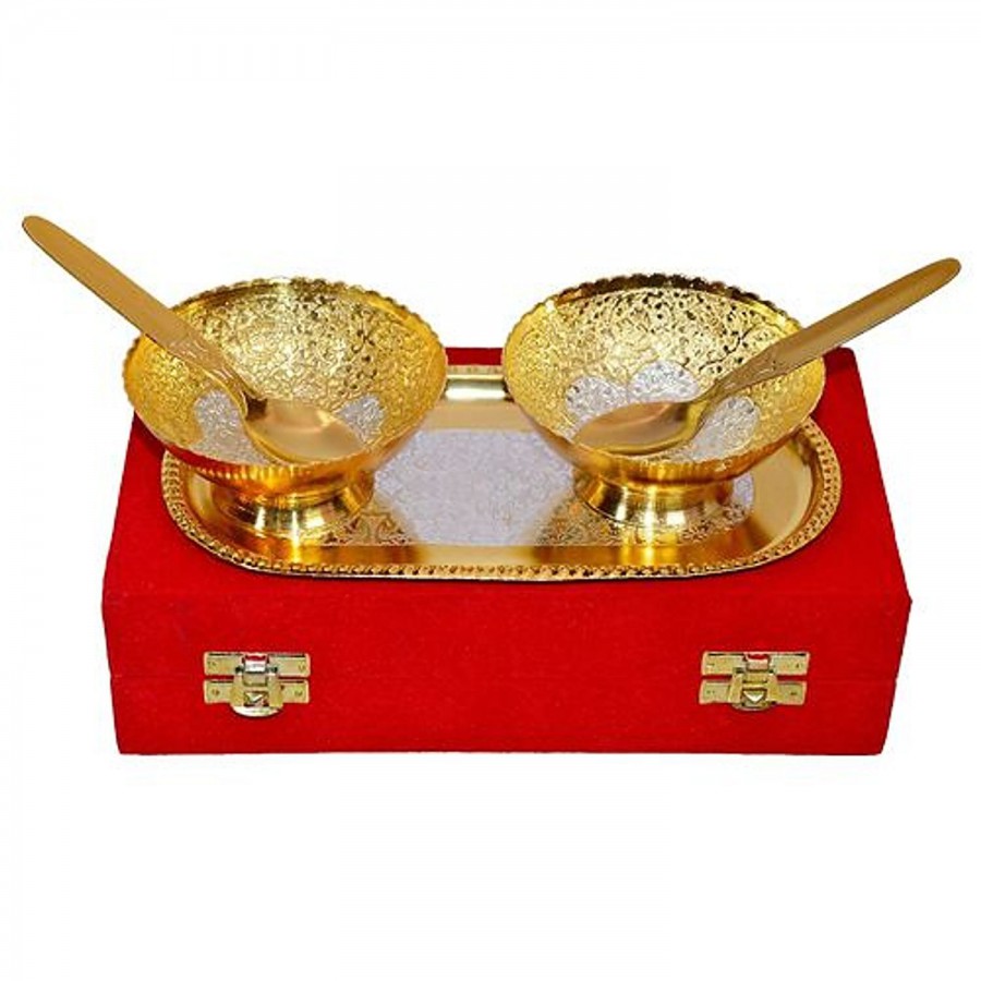 Sri Lalit Arts Handicrafts Bowls - Gold & Silver Plated Brass