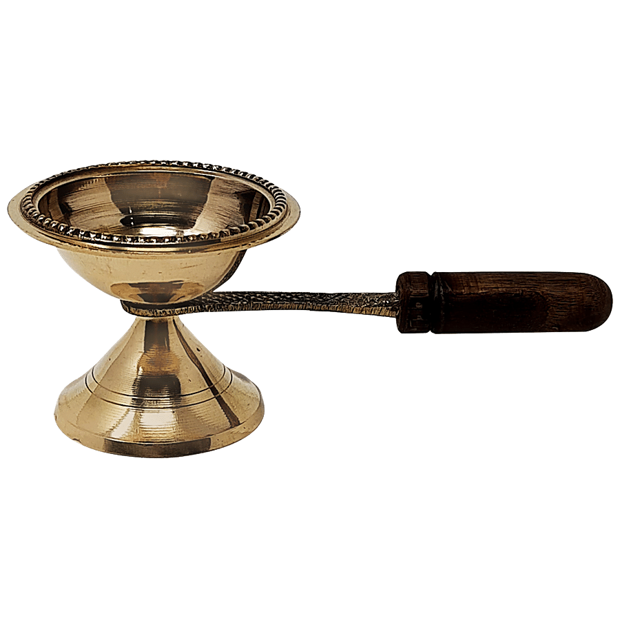 Trm Brass Dhoop Aarti With Wooden Handle