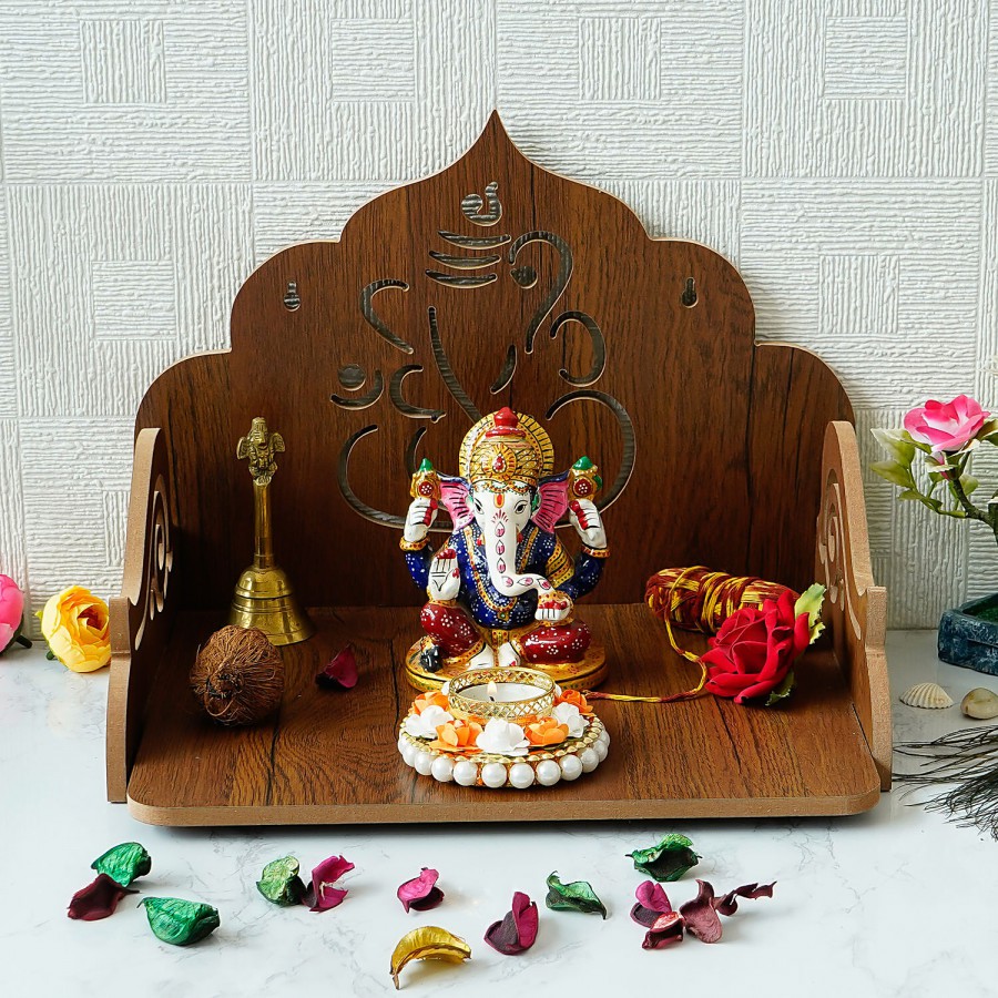 eCraftIndia Ganesha Design Laminated Wood Pooja Temple/Mandir