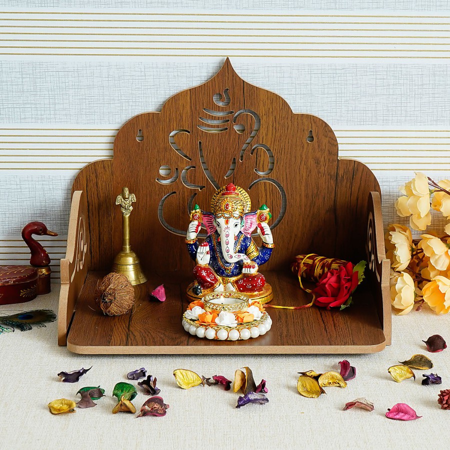 eCraftIndia Ganesha Design Laminated Wood Pooja Temple/Mandir