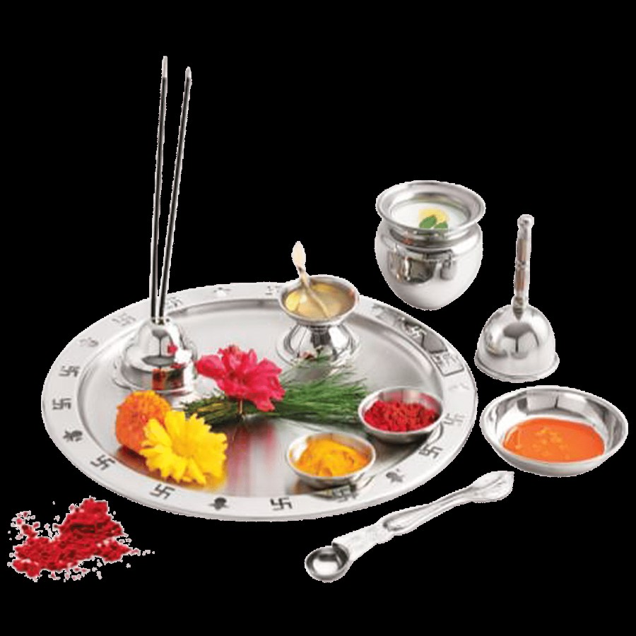 Swastik Steel Stainless Steel Pooja Thali Set - Big