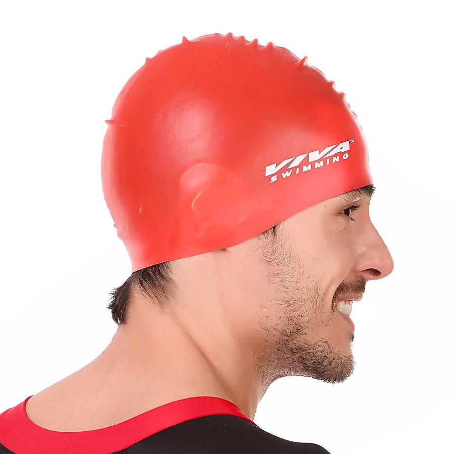 VIVA SWIMMING Unisex Silicon Cap - Red