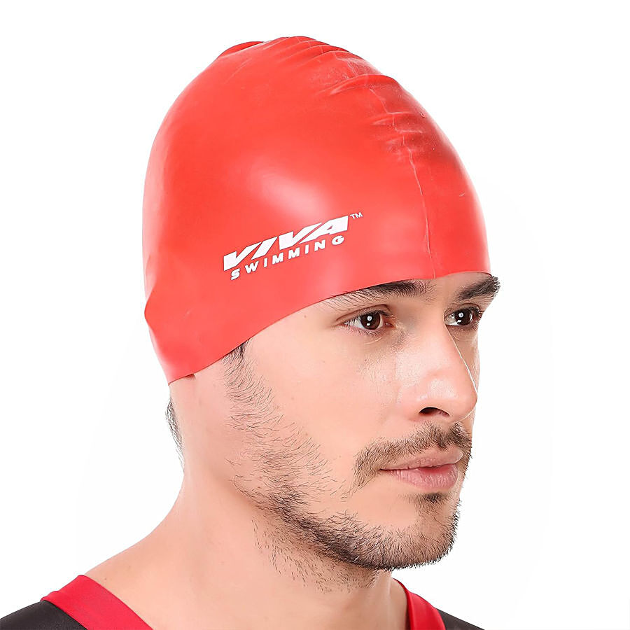 VIVA SWIMMING Unisex Silicon Cap - Red