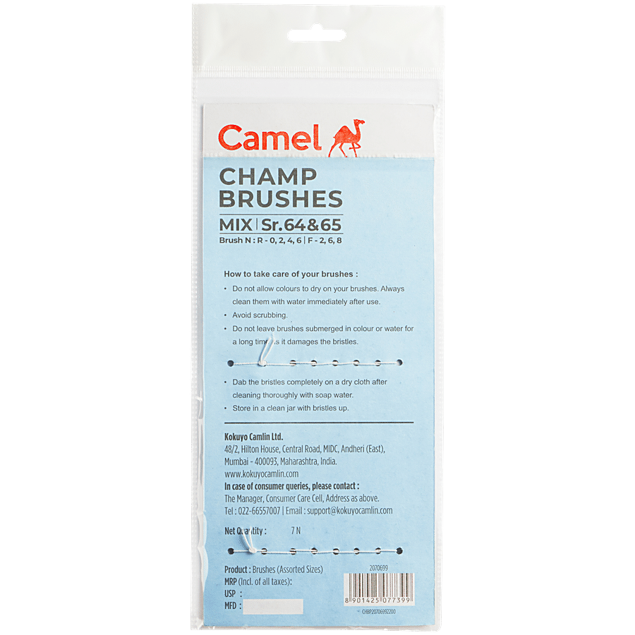 Camlin Champ Brushes - Round Series 64 & Flat Series 65