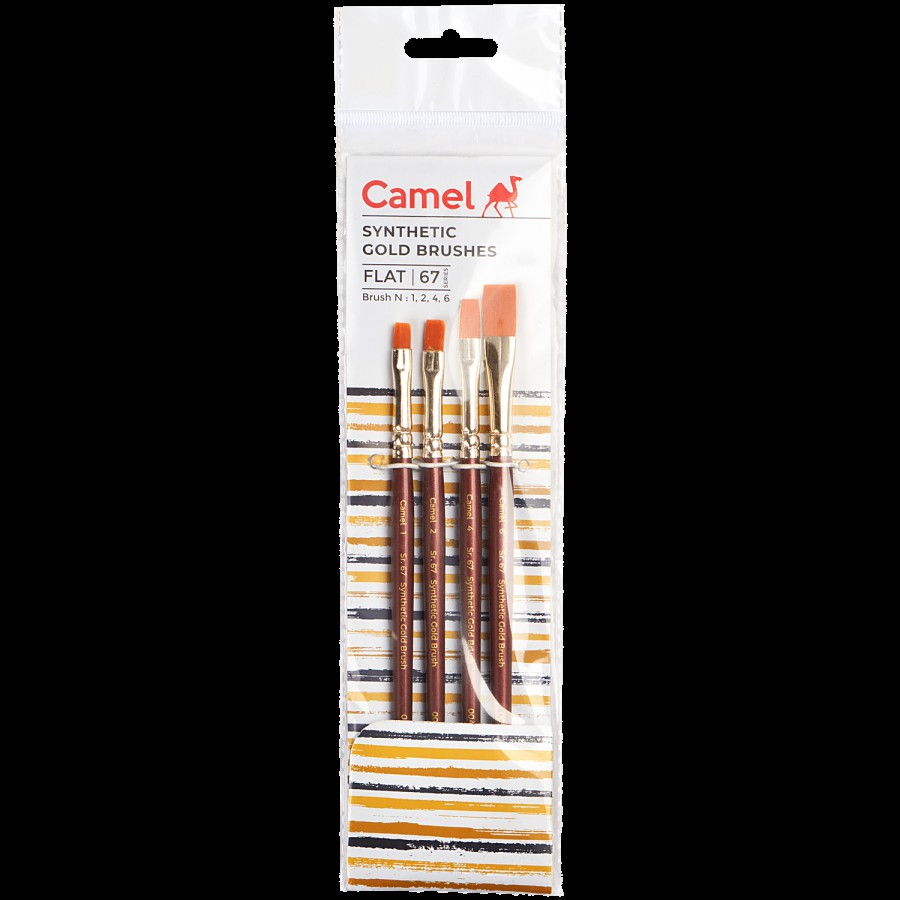 Camlin Paint Brush Series 67 - Flat Synthetic Gold