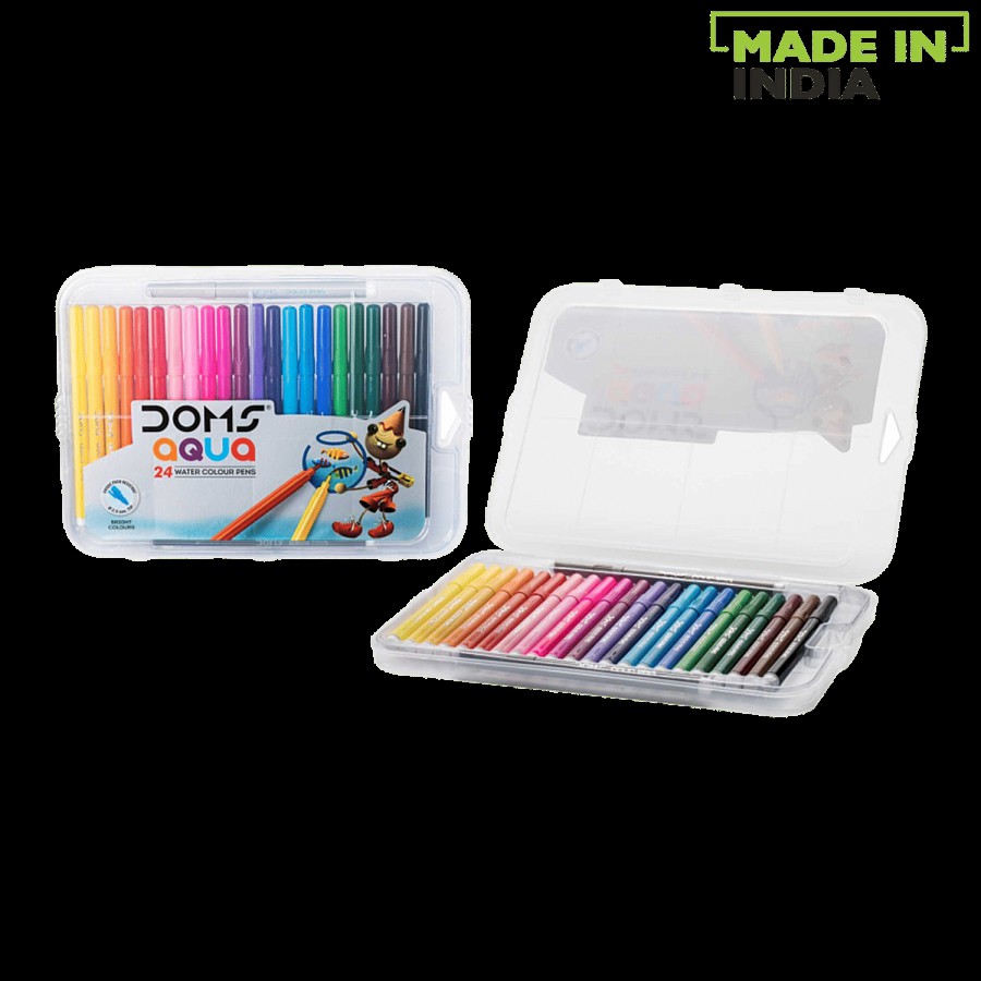 Doms Aqua Water Colour Pens 24 Shades Plastic Pack